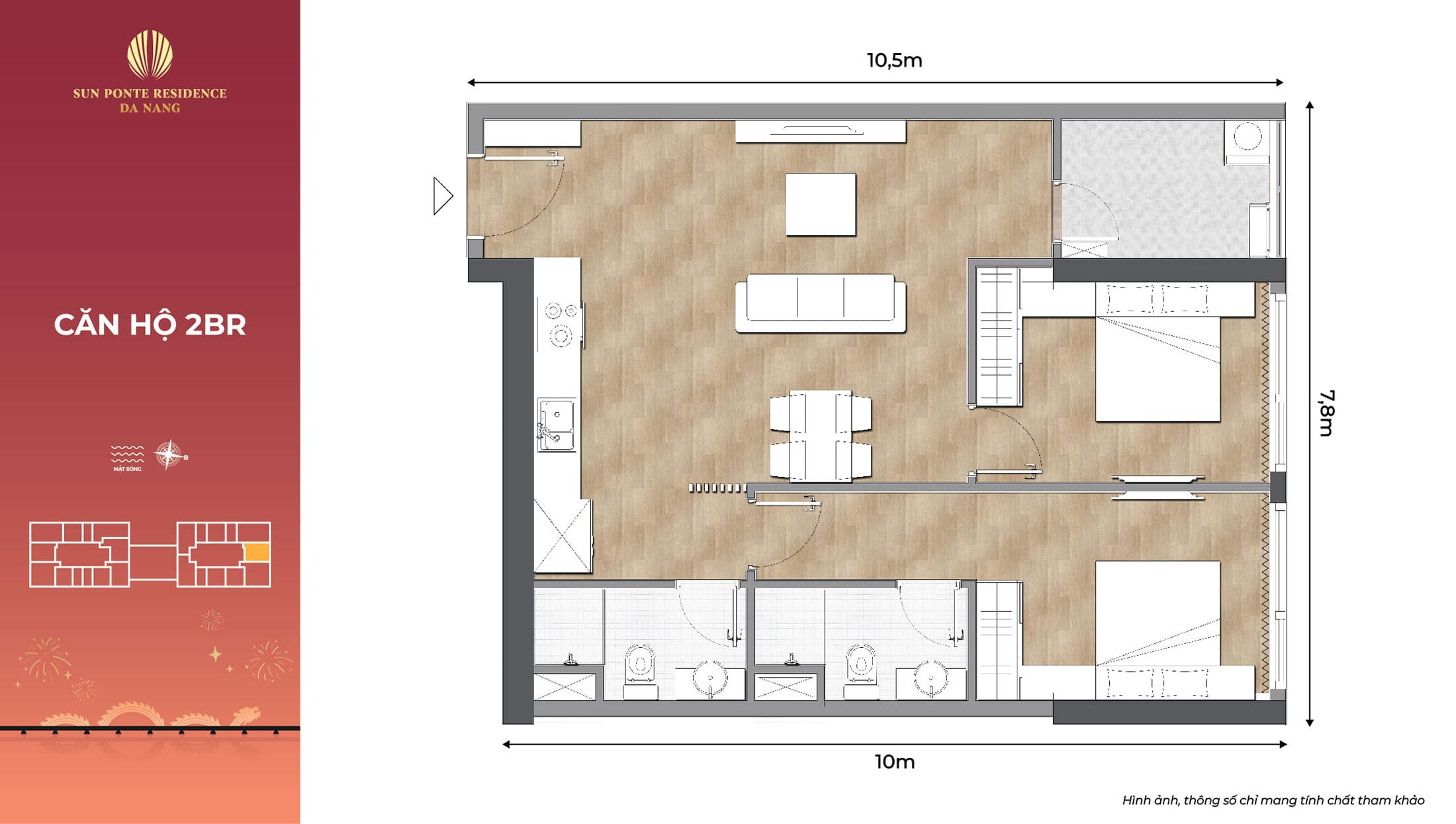 Layout thiết kế căn hộ cao cấp 2BR tại dự án Sun Ponte Residence Đà Nẵng. Layout thiết kế căn hộ cao cấp 2BR tại dự án Sun Ponte Residence Đà Nẵng.