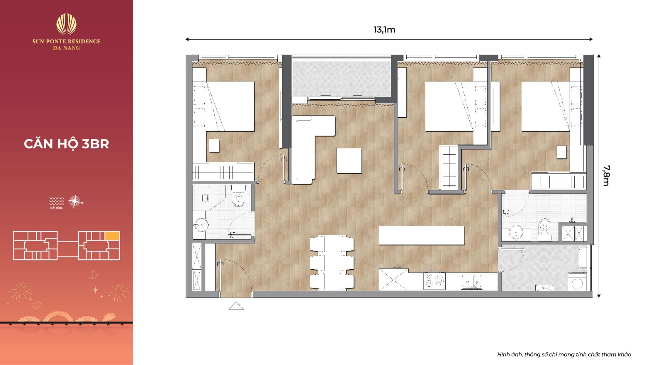 Layout thiết kế căn hộ cao cấp 3BR tại dự án Sun Ponte Residence Đà Nẵng. Layout thiết kế căn hộ cao cấp 3BR tại dự án Sun Ponte Residence Đà Nẵng.