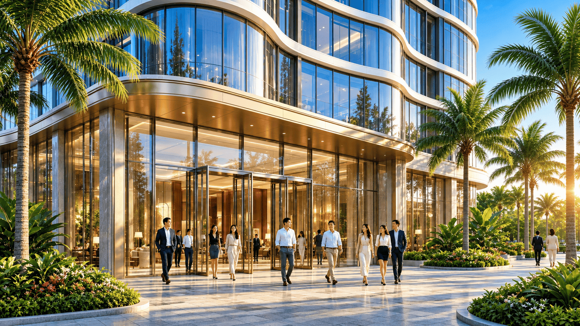 Sảnh đón tiếp sang trọng chuẩn 5 sao tại Sun Saphia Residence khẳng định vị thế và lòng hiếu khách dành cho cư dân cùng quan khách.